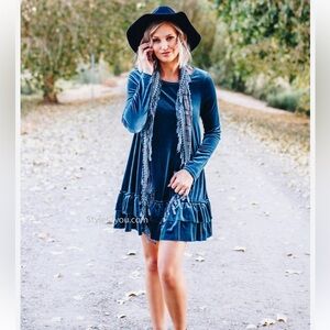 Easel Blue Velvet dress SZ M